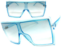 Oversized Exaggerated Modern Rerto Shield Style SUNGLASSES Large Blue Frame E1463