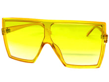 Oversized Exaggerated Modern Rerto Shield Style SUNGLASSES Large Yellow Frame E1463