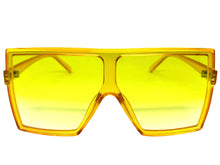 Oversized Exaggerated Modern Rerto Shield Style SUNGLASSES Large Yellow Frame E1463