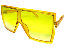 Oversized Exaggerated Modern Rerto Shield Style SUNGLASSES Large Yellow Frame E1463