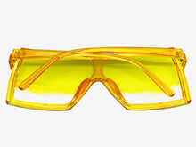 Oversized Exaggerated Modern Rerto Shield Style SUNGLASSES Large Yellow Frame E1463