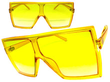 Oversized Exaggerated Modern Rerto Shield Style SUNGLASSES Large Yellow Frame E1463
