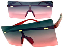 Oversized Exaggerated Modern Rerto Shield Style SUNGLASSES Large Red Frame E1513