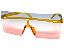 Oversized Exaggerated Modern Rerto Shield Style SUNGLASSES Large Orange Frame E1513