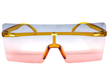 Oversized Exaggerated Modern Rerto Shield Style SUNGLASSES Large Orange Frame E1513