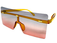 Oversized Exaggerated Modern Rerto Shield Style SUNGLASSES Large Orange Frame E1513