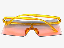 Oversized Exaggerated Modern Rerto Shield Style SUNGLASSES Large Orange Frame E1513