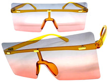 Oversized Exaggerated Modern Rerto Shield Style SUNGLASSES Large Orange Frame E1513