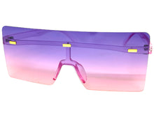 Oversized Exaggerated Modern Rerto Shield Style SUNGLASSES Large Purple Frame E1513