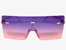 Oversized Exaggerated Modern Rerto Shield Style SUNGLASSES Large Purple Frame E1513