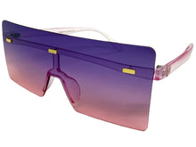 Oversized Exaggerated Modern Rerto Shield Style SUNGLASSES Large Purple Frame E1513