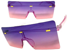 Oversized Exaggerated Modern Rerto Shield Style SUNGLASSES Large Purple Frame E1513