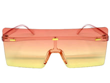 Oversized Exaggerated Modern Rerto Shield Style SUNGLASSES Large Pink Frame E1513