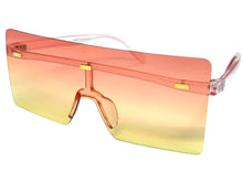 Oversized Exaggerated Modern Rerto Shield Style SUNGLASSES Large Pink Frame E1513