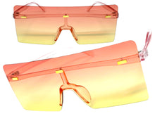 Oversized Exaggerated Modern Rerto Shield Style SUNGLASSES Large Pink Frame E1513