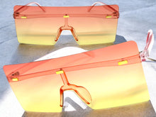Oversized Exaggerated Modern Rerto Shield Style SUNGLASSES Large Pink Frame E1513