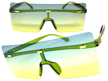 Oversized Exaggerated Modern Rerto Shield Style SUNGLASSES Large Green Frame E1513