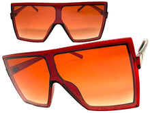 Oversized Exaggerated Modern Rerto Shield Style SUNGLASSES Large Red Frame E1463
