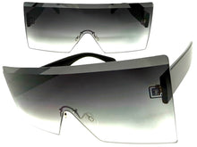 Oversized Exaggerated Modern Rerto Shield Style SUNGLASSES Large Black Frame 8006