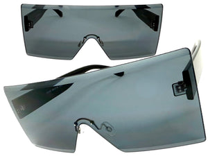 Oversized Exaggerated Modern Rerto Shield Style SUNGLASSES Large Black Frame 8006
