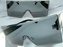Oversized Exaggerated Modern Rerto Shield Style SUNGLASSES Large Black Frame 8006