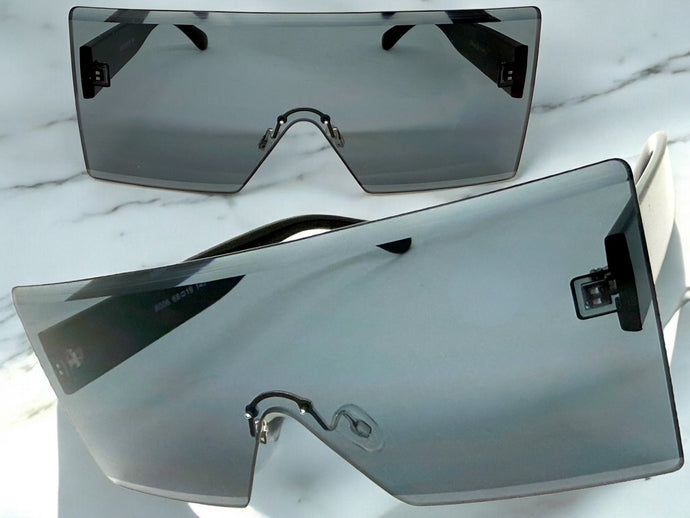 Oversized Exaggerated Modern Rerto Shield Style SUNGLASSES Large Black Frame 8006