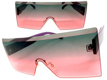 Oversized Exaggerated Modern Rerto Shield Style SUNGLASSES Large Purple Frame 8006