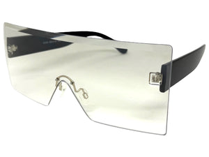 Oversized Exaggerated Modern Rerto Shield Style SUNGLASSES Large Black Frame 8006