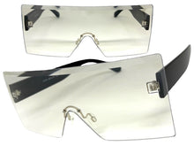 Oversized Exaggerated Modern Rerto Shield Style SUNGLASSES Large Black Frame 8006