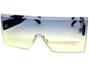 Oversized Exaggerated Modern Rerto Shield Style SUNGLASSES Large Teal Frame 8006