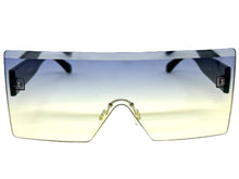 Oversized Exaggerated Modern Rerto Shield Style SUNGLASSES Large Teal Frame 8006