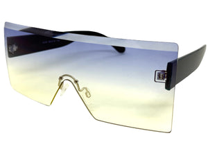 Oversized Exaggerated Modern Rerto Shield Style SUNGLASSES Large Teal Frame 8006