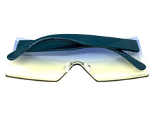 Oversized Exaggerated Modern Rerto Shield Style SUNGLASSES Large Teal Frame 8006