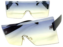 Oversized Exaggerated Modern Rerto Shield Style SUNGLASSES Large Teal Frame 8006