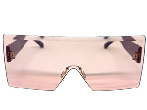 Oversized Exaggerated Modern Rerto Shield Style SUNGLASSES Large Purple Frame 8006