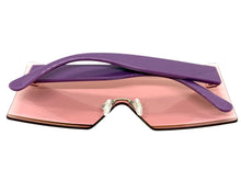 Oversized Exaggerated Modern Rerto Shield Style SUNGLASSES Large Purple Frame 8006