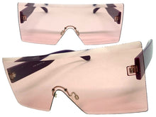 Oversized Exaggerated Modern Rerto Shield Style SUNGLASSES Large Purple Frame 8006