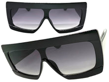 Oversized Classy Elegant Modern Rerto Shield Style SUNGLASSES Large Black Frame 9257