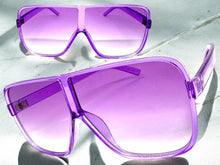 Oversized Exaggerated Modern Rerto Shield Style SUNGLASSES Large Purple Frame E1601