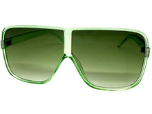 Oversized Exaggerated Modern Rerto Shield Style SUNGLASSES Large Green Frame E1601
