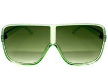 Oversized Exaggerated Modern Rerto Shield Style SUNGLASSES Large Green Frame E1601