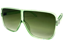 Oversized Exaggerated Modern Rerto Shield Style SUNGLASSES Large Green Frame E1601