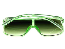 Oversized Exaggerated Modern Rerto Shield Style SUNGLASSES Large Green Frame E1601
