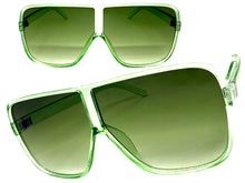 Oversized Exaggerated Modern Rerto Shield Style SUNGLASSES Large Green Frame E1601