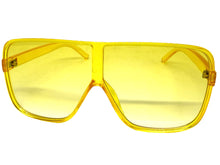 Oversized Exaggerated Modern Rerto Shield Style SUNGLASSES Large Yellow Frame E1601