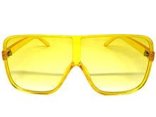 Oversized Exaggerated Modern Rerto Shield Style SUNGLASSES Large Yellow Frame E1601