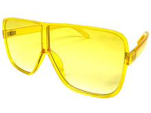 Oversized Exaggerated Modern Rerto Shield Style SUNGLASSES Large Yellow Frame E1601