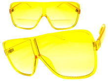 Oversized Exaggerated Modern Rerto Shield Style SUNGLASSES Large Yellow Frame E1601