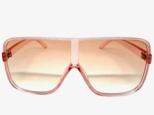 Oversized Exaggerated Modern Rerto Shield Style SUNGLASSES Large Pink Frame E1601