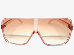Oversized Exaggerated Modern Rerto Shield Style SUNGLASSES Large Pink Frame E1601